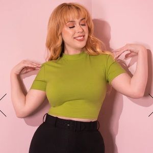 BAD GIRL CROP TOP IN AVOCADO GREEN - VIXEN BY MICHELINE PITT